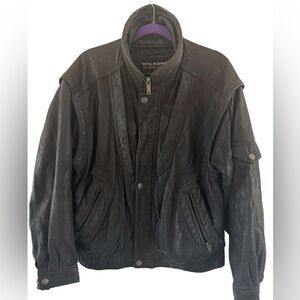 Vintage Wilsons Leather Black Bomber Jacket Men’s Medium Moto Style